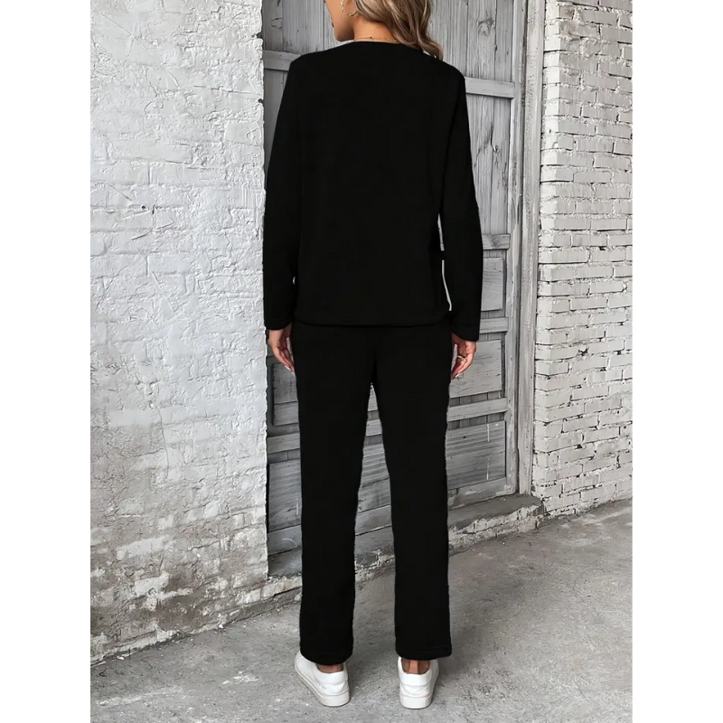 Dam Sportbyxor & Tröja Set | Enfärgad Outfit | Casual Kläder