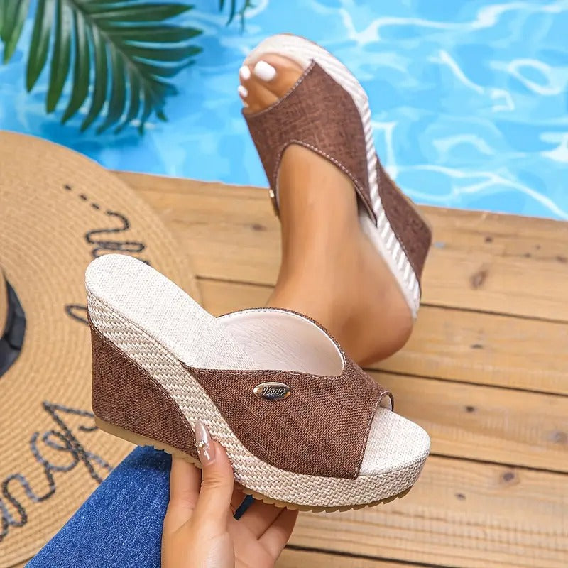 Dam Sandaler | Öppen Tå & Tjock Sula | Lätta Slip-in Sommarskor
