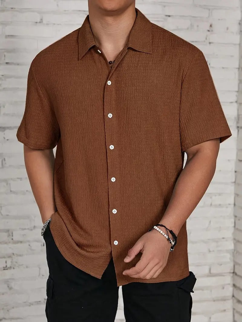 Herr Skjorta | Oversized | Med Knappar | Sommar