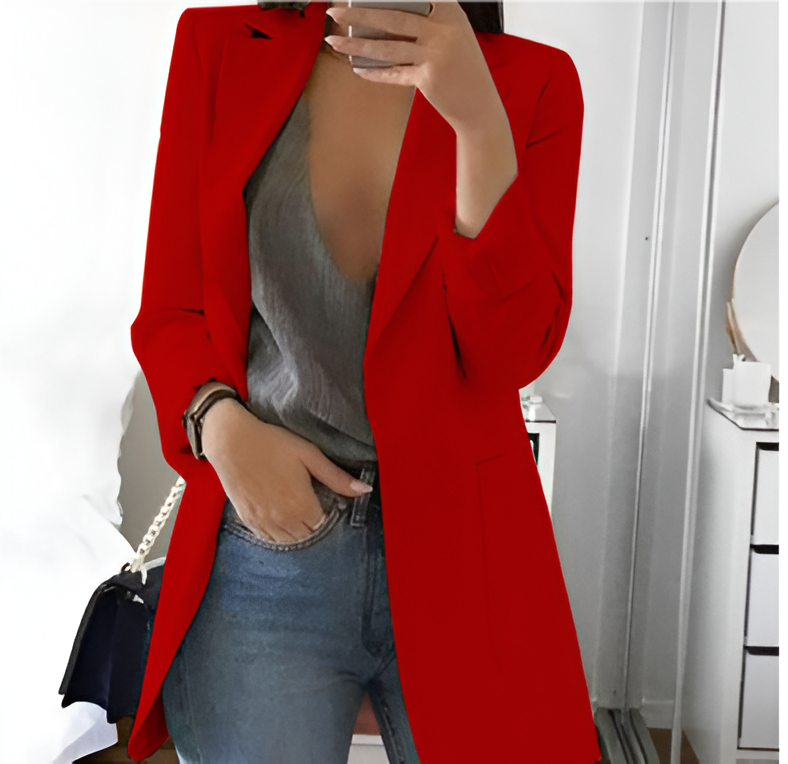Kvinnor Lång Blazer | Elegant Design | Stilren & Tunn | Perfekt för Lager-på-lager