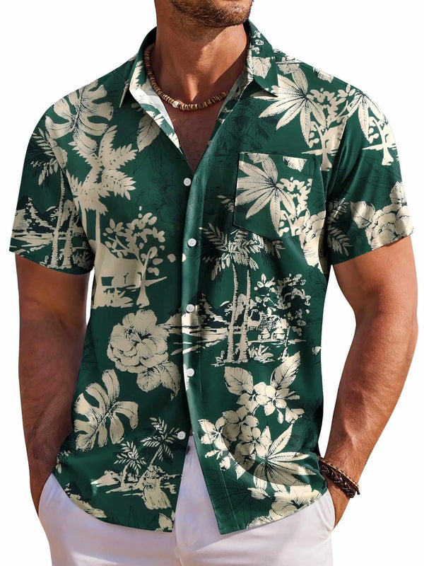 Herr Skjorta | Blommig | Kort ärm | Sommar