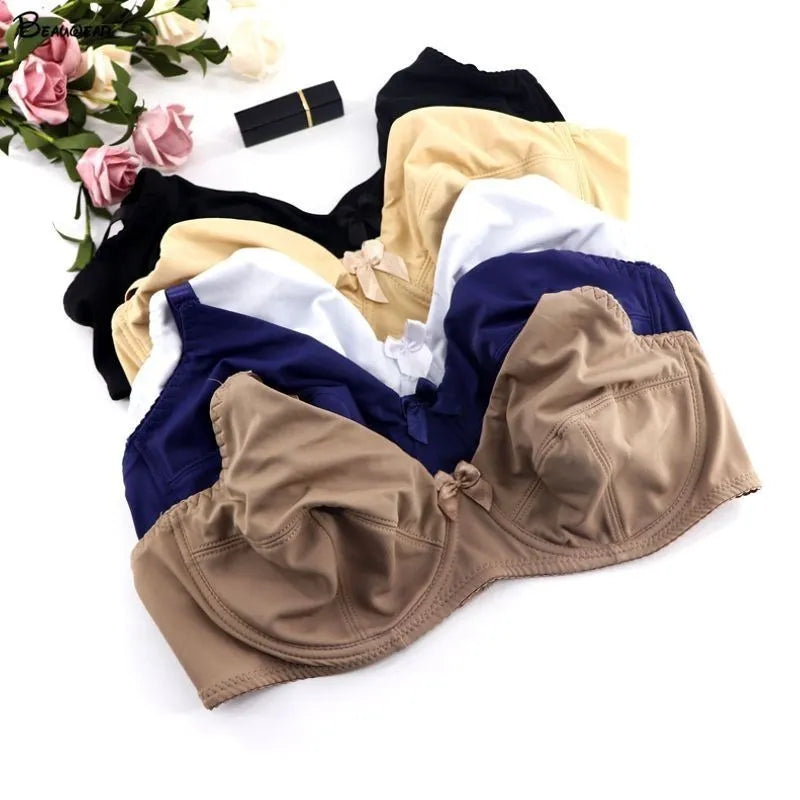 Dam BH med Bygel | Plus Size & Fstickad struktur Täckning | Ovadderad Bralette | Spandex