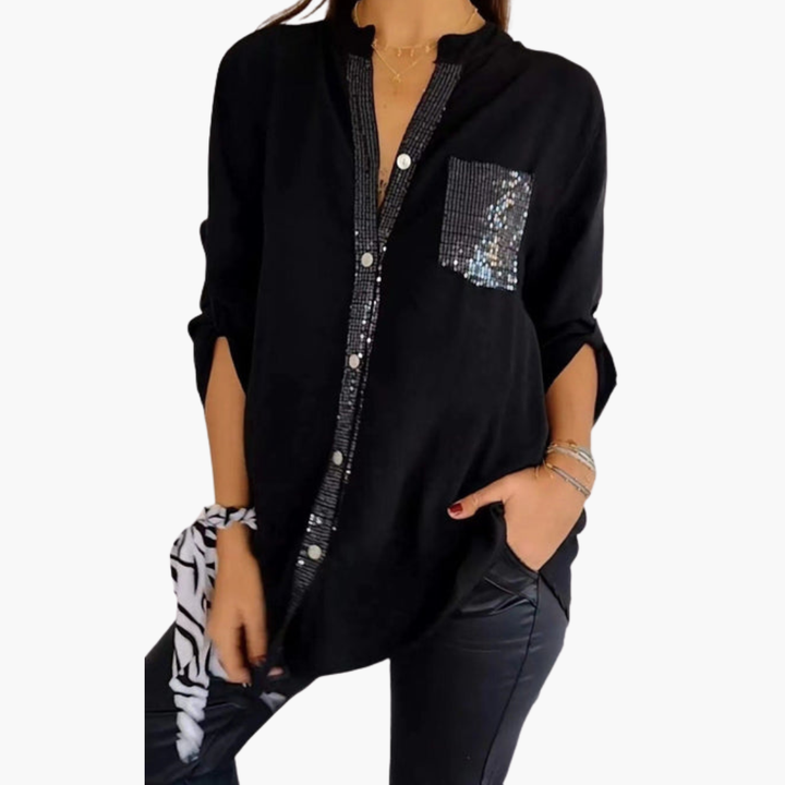 Dam Blus | Elegant | Med Knappar | Vår
