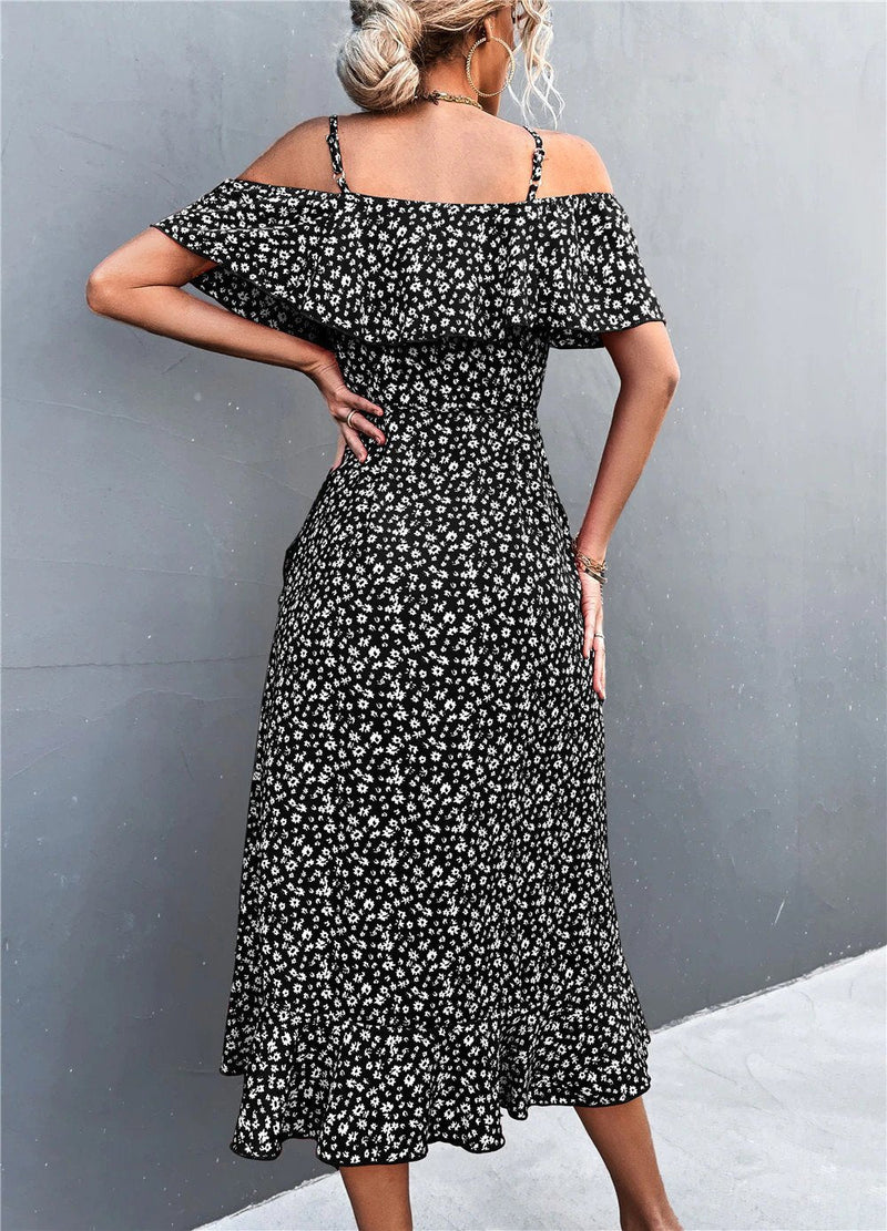 Maxiklänning för kvinnor | Boho blommönster | Asymmetrisk & feminin