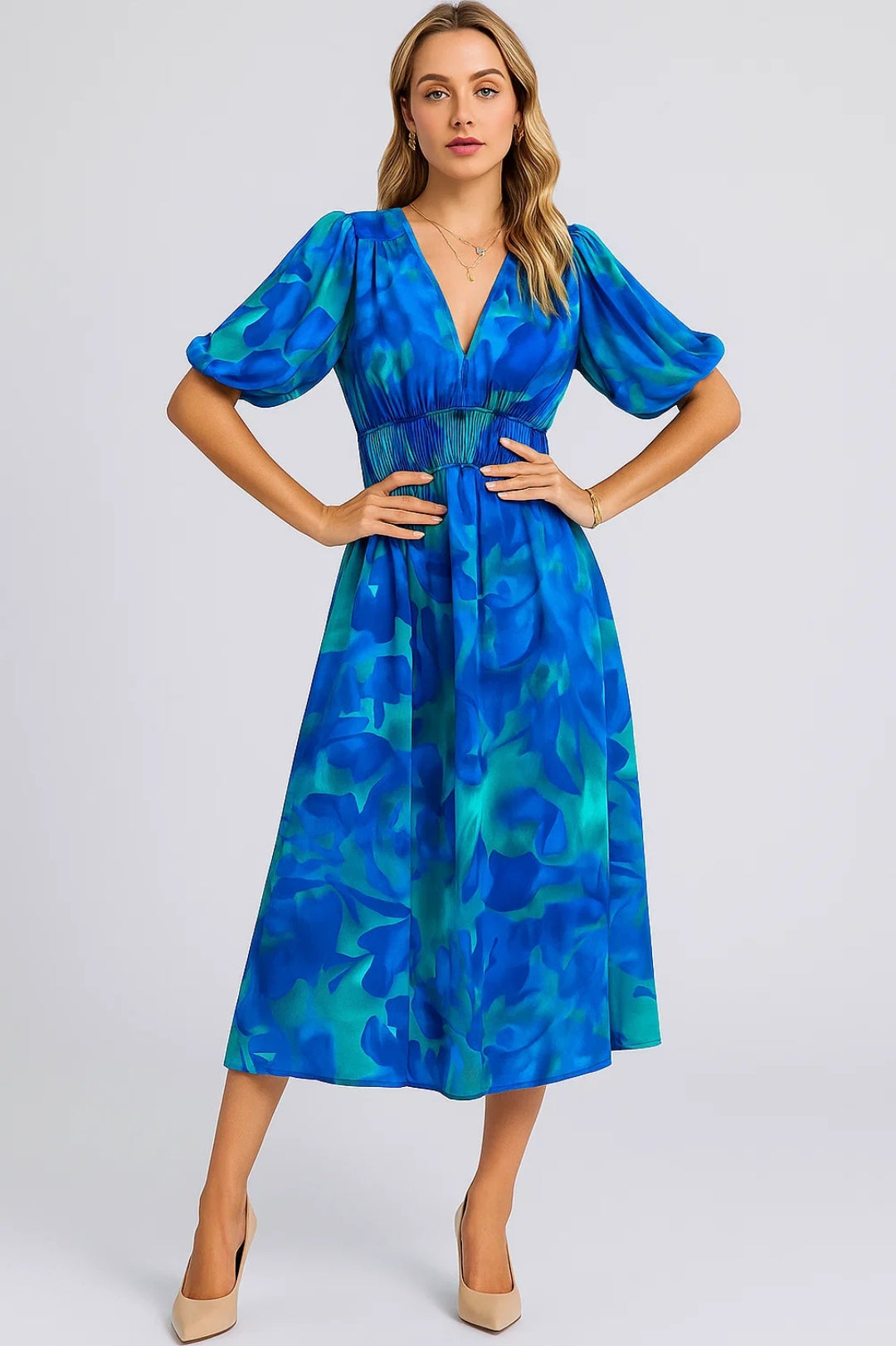 Dam Klänning | Elegant A-linje | V-ringning | Sommar