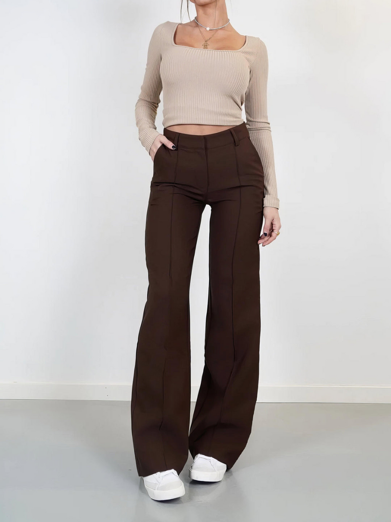 Raka byxor för kvinnor | Tidlös komfort | Chic urban stil | Hög midja