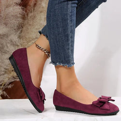 Ballerinaskor för kvinnor | Platt sula & Slip-on | Dekorativ rosett | Bekväma & snygga