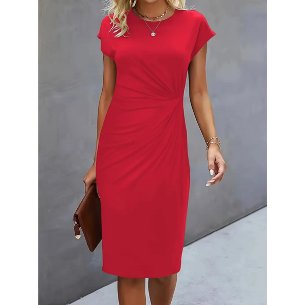 Dam Bodycon Klänning | Rynkad Design | Smickrande & Elegant Passform | Polyester-Bomstickad struktur
