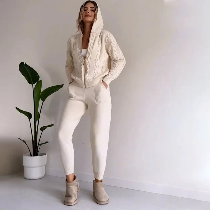 Kvinnor Tvådelat Set | Varmt & Bekvämt | Avslappnad Passform | Stilren Loungewear