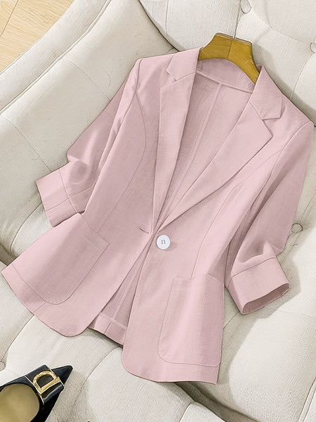Blazer för kvinnor | Chic polyester och ankelrad design | Fickor och hack i kragen | Sommar