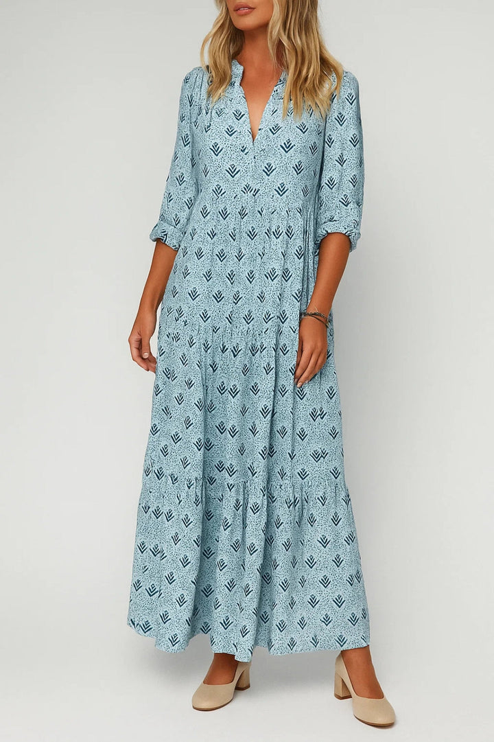 Dam Klänning | Elegant Midi | V-ringad | Sommar
