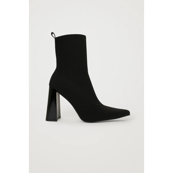 Skor Dam | Stickade Ankelboots | Spetsig Tå och Blockklack