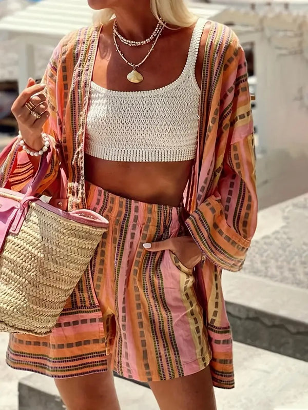 Damset | Tryckt Topp & Shorts | Elegant & Sommarstil | Löst & Bekvämt
