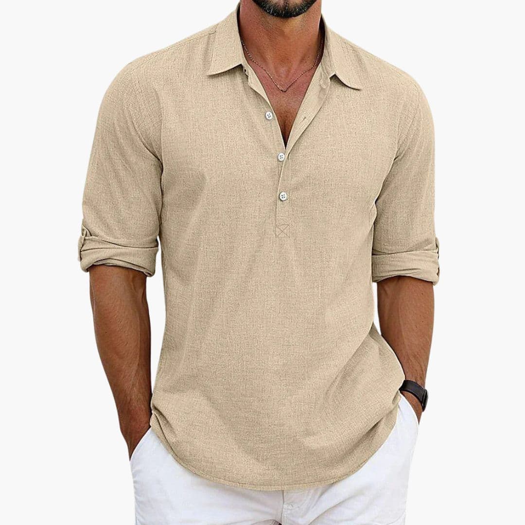 Herr Skjorta | Slim Fit | Med Knappar | Sommar