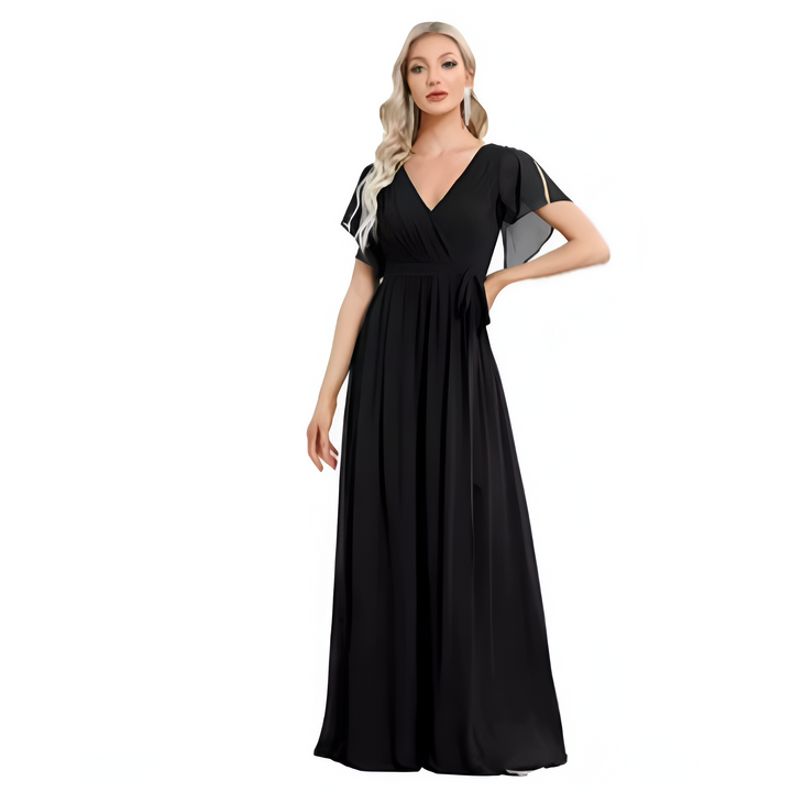Dam Maxiklänning | V-ringning &amp; A-linjeform | Kortärmad | Elegant &amp; Bekväm