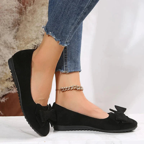 Ballerinaskor för kvinnor | Platt sula & Slip-on | Dekorativ rosett | Bekväma & snygga