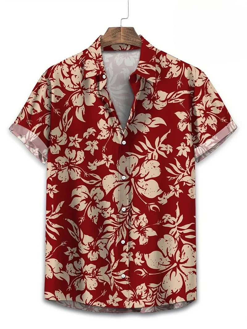 Herr Skjorta | Blommig Retro | Kortärm | Sommar