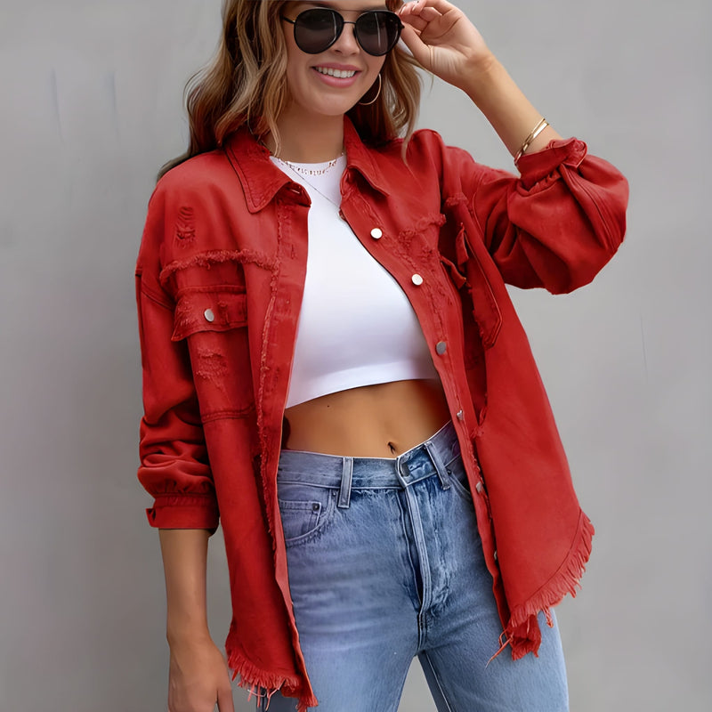 Vinterjacka Dam | Boho-jeansjacka | Oversized casual stil