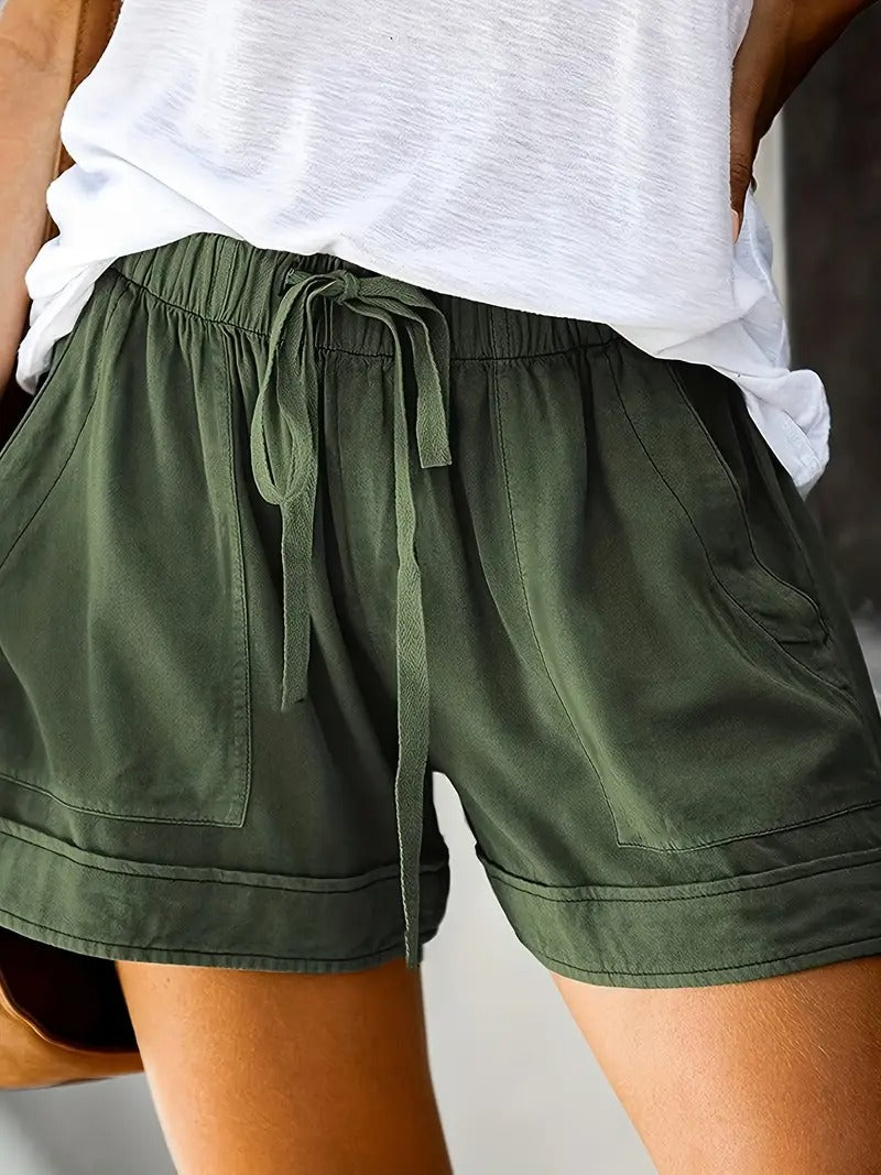 Damshorts | Enfärgade & Bekväma | Somriga Casual Shorts med Resårmidja