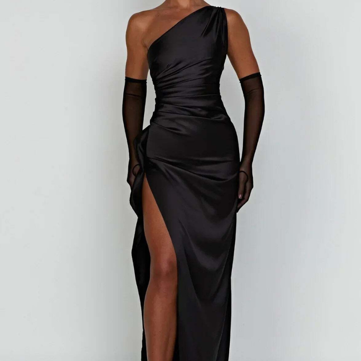 Klänning Maxi | Elegant One-Shoulder Maxiklänning | Slits | Festklänning