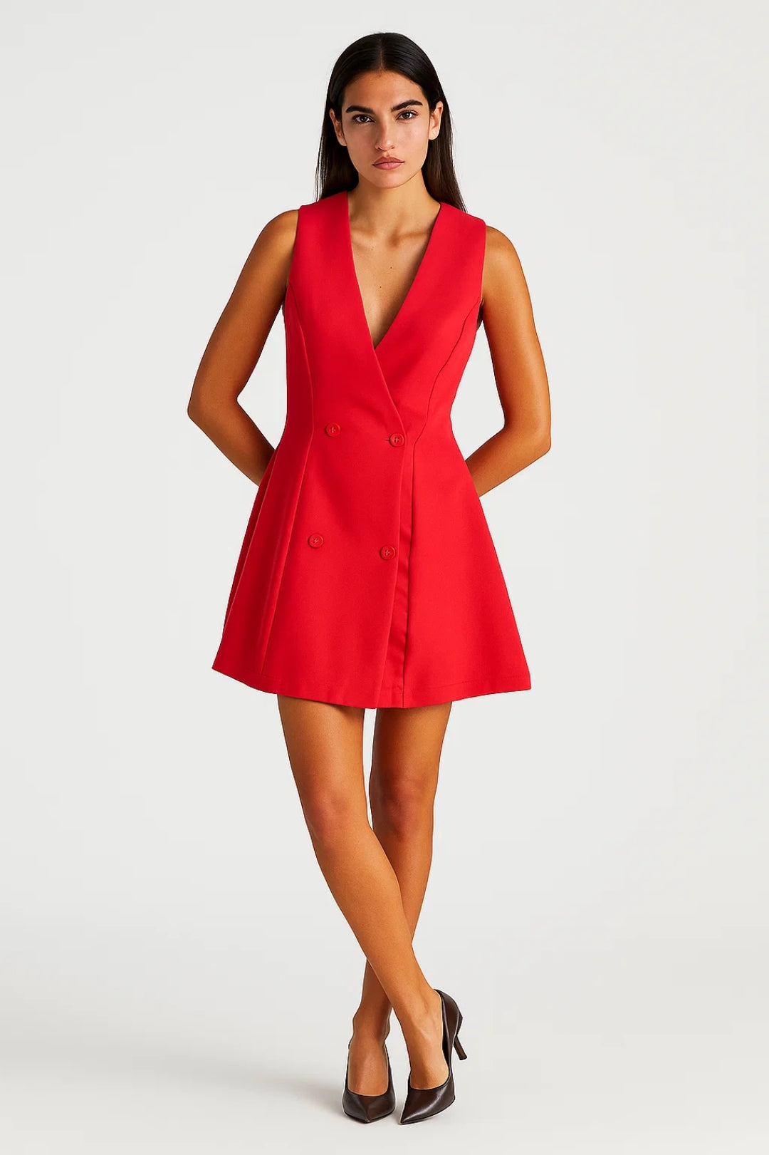 Dam Klänning | Elegant Mini | Dubbelknäppt | Sommar