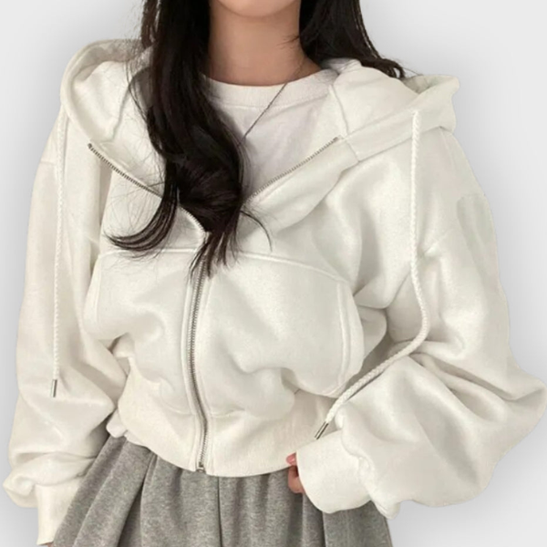 Damehoodie | Mjuk textur och Dragkedja | Vinterjacka Dam