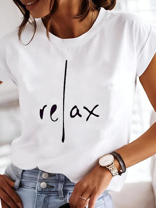 Dam T-shirt | Rund Hals | Kort Ärm & Bekväm Passform | För Vår & Sommar