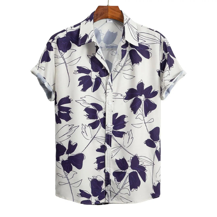 Herr Skjorta | Flamingo Tryck | Tropisk Stil | Sommar