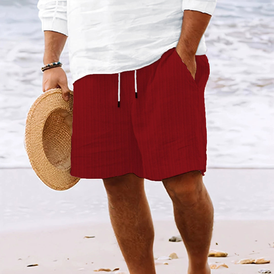 Herr Shorts | Ribbad Struktur| Elastisk Midja | Sommar