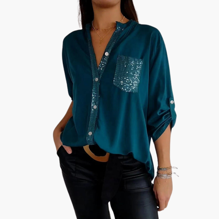 Dam Blus | Elegant | Med Knappar | Vår