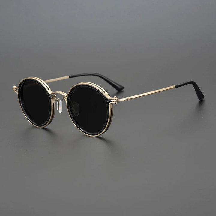 Herr Solglasögon | Retro | Rund Modell | Metallram | Sommar