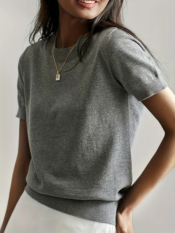 Damtröja | Alla Hjärtans Dag Design & Rund Hals | Kortärmad Casual Tröja för Vår & Sommar