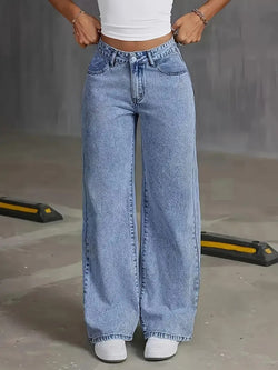Dams Jeans | Hoogelastische & Slim Fit | Sneeuwvlok Wash för Alla Säsonger