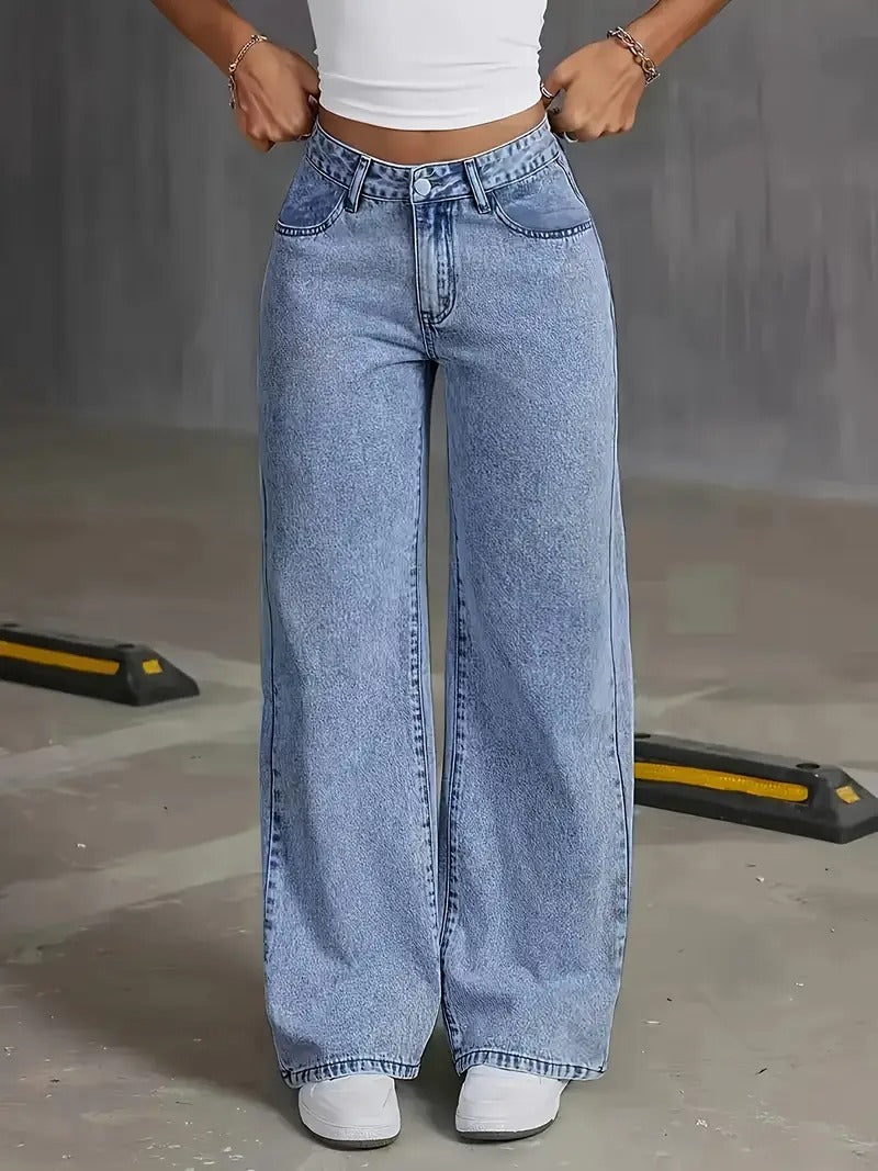 Dams Jeans | Hoogelastische & Slim Fit | Sneeuwvlok Wash för Alla Säsonger