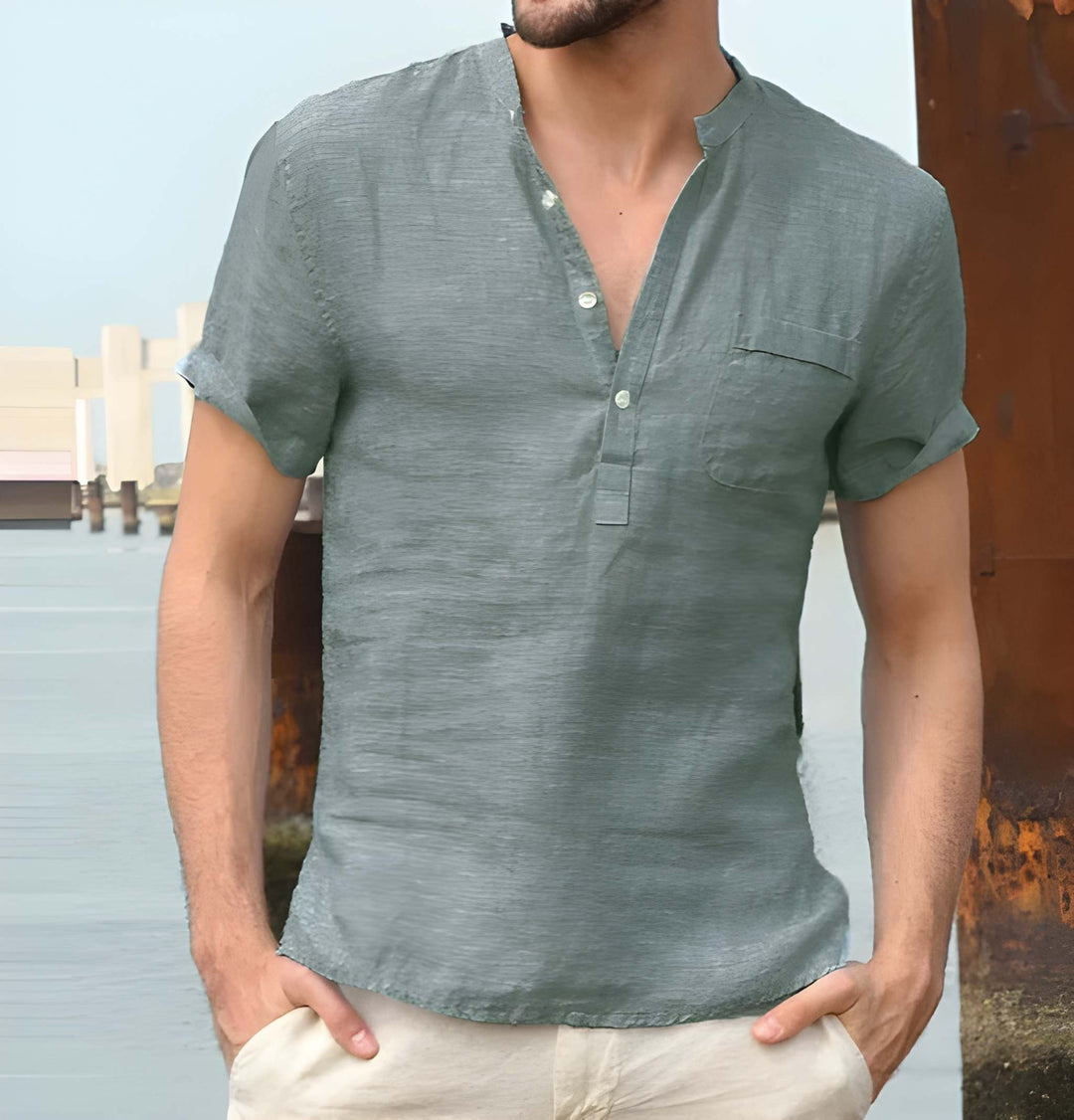 Herr T-shirt | Avslappnad | Knappar | Sommar