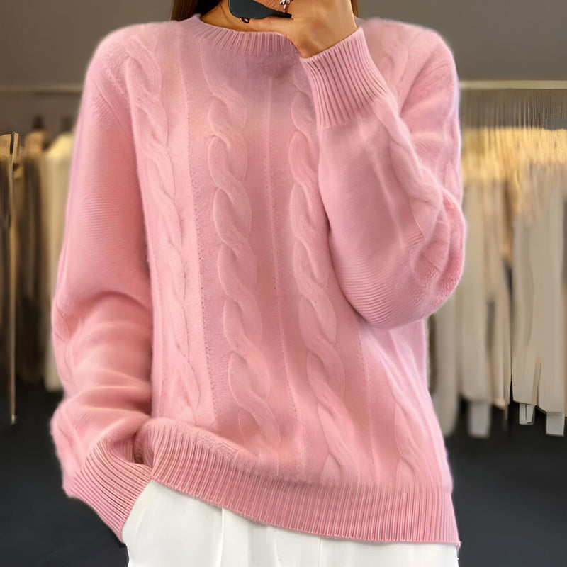 Stickad Tröja Dam | Varm Jumper | Rundhalsad