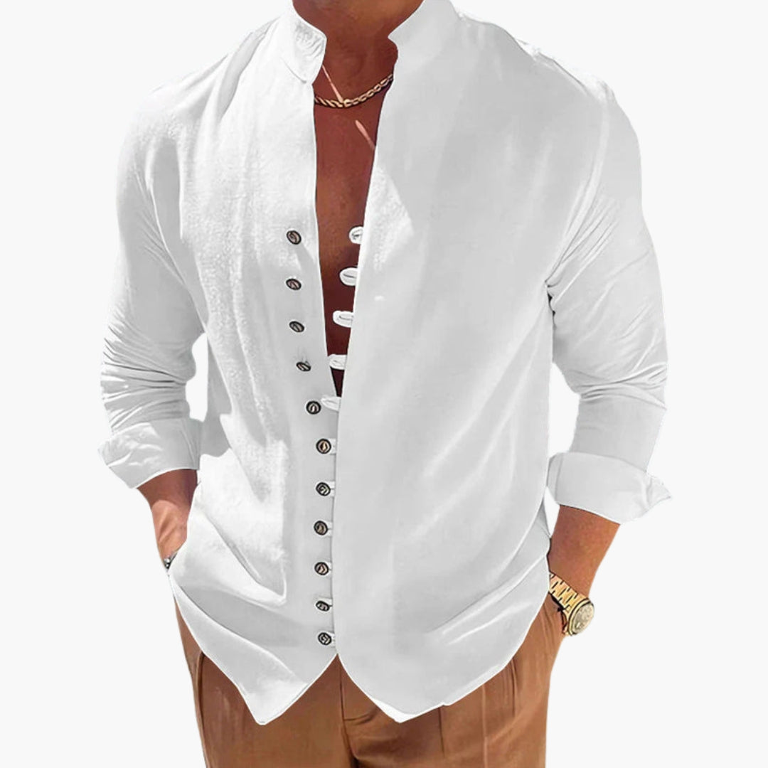 Herr Skjorta | Elegant | Med Knappar | Sommar