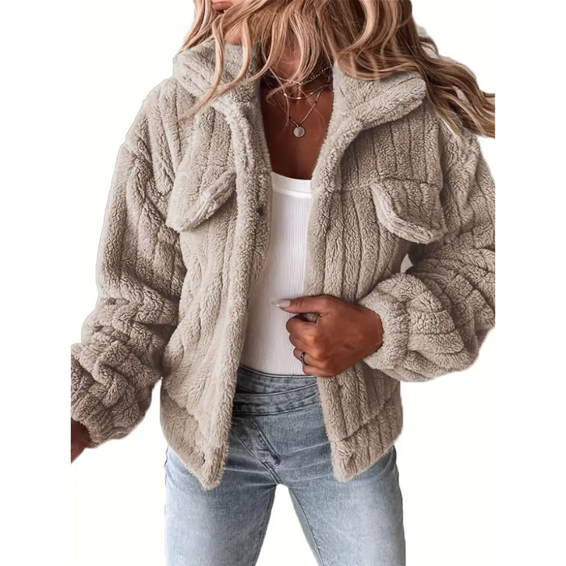 Vinterjacka Dam | Plushjacka i enfärgat | Casual och varm jacka