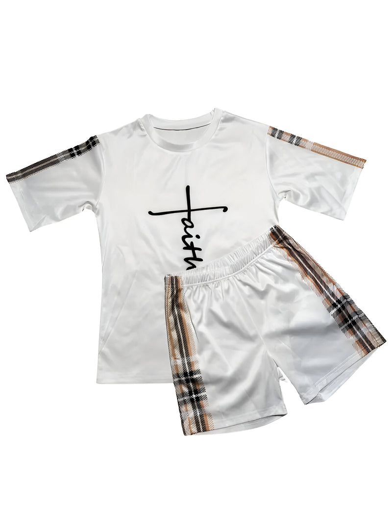 Dams Set | Tweedelig & Sportig | Ruitjesprint | Faith-Print & Korta Byxor