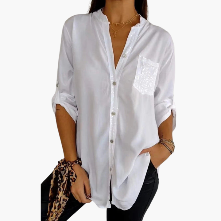 Dam Blus | Elegant | Med Knappar | Vår