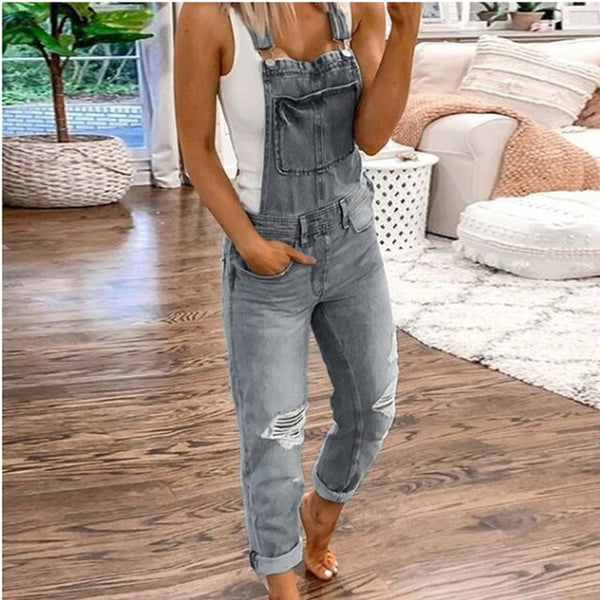 Jumpsuit för kvinnor | Denim | Trendigt & lekfstickad strukturt | Djärv stil & komfort
