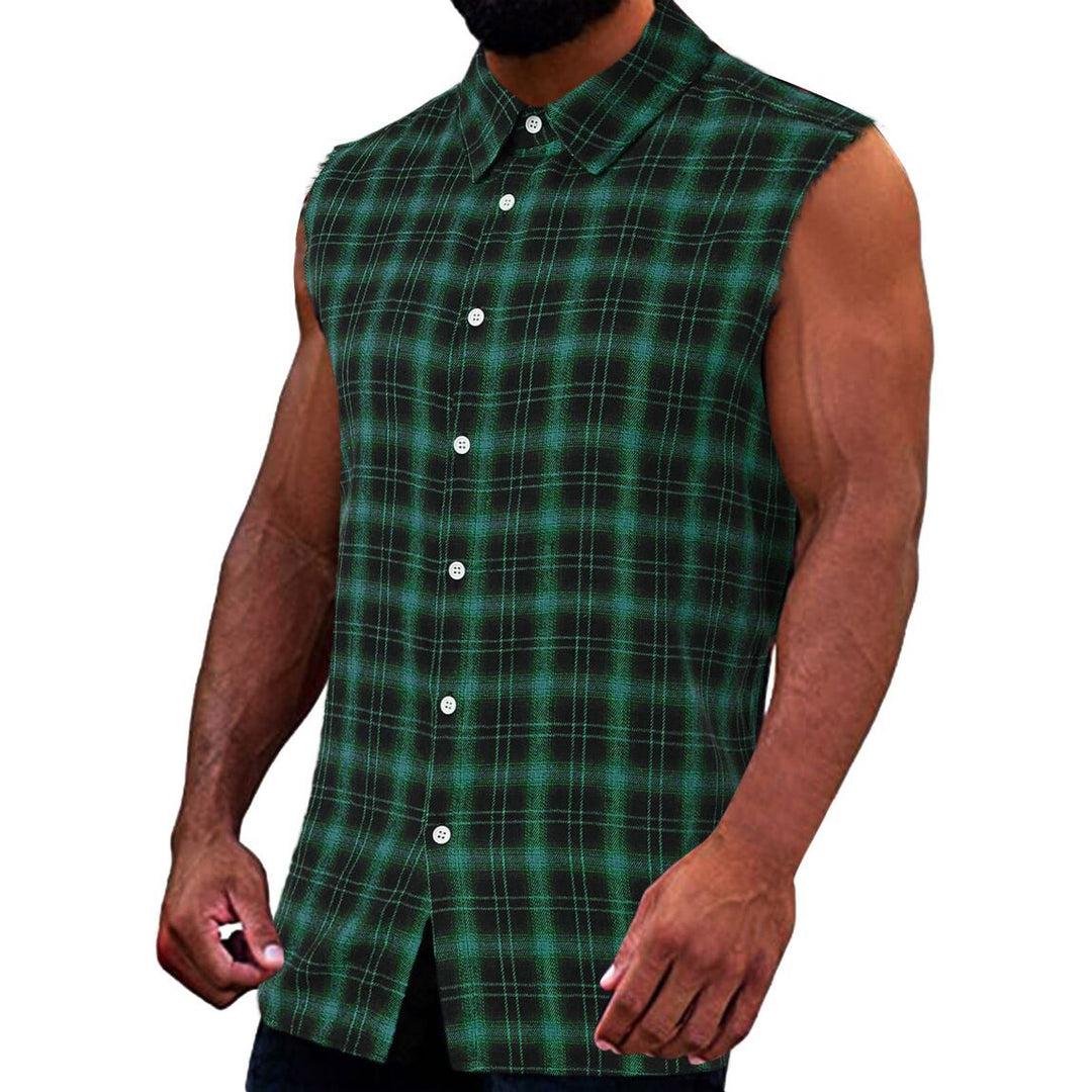 Herr Shirt | Slimfit | Ärmlös | Med Knappar | Sommar