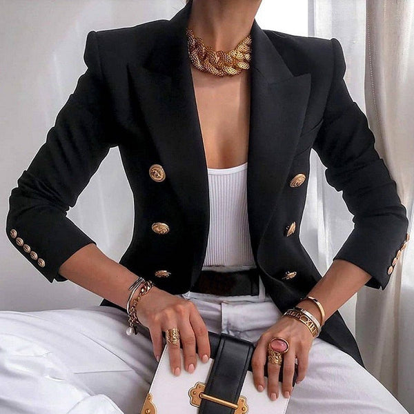 Blazer för dam | Dubbelknäppt | Tidlös & Klassisk | Höstlig Elegans