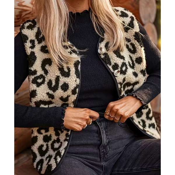 Leopardmönstrad Kofta Dam | Casual Kläder | Ärmlös