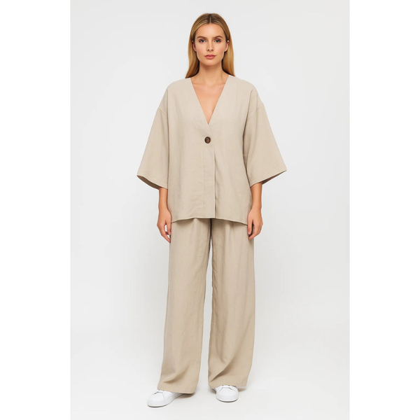 Damset | Tvådelat med V-ringad Topp | Avslappnad Stil