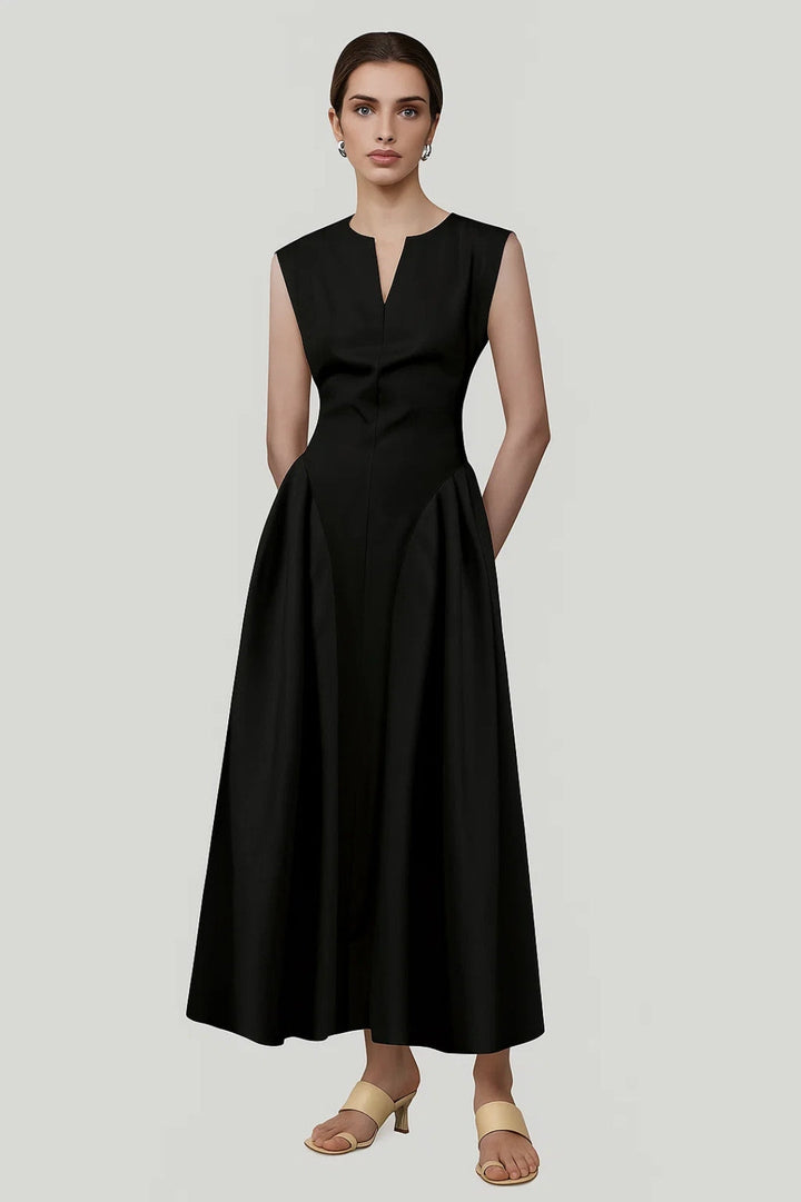 Dam Klänning | Elegant Figursydd | V-ringning | Sommar