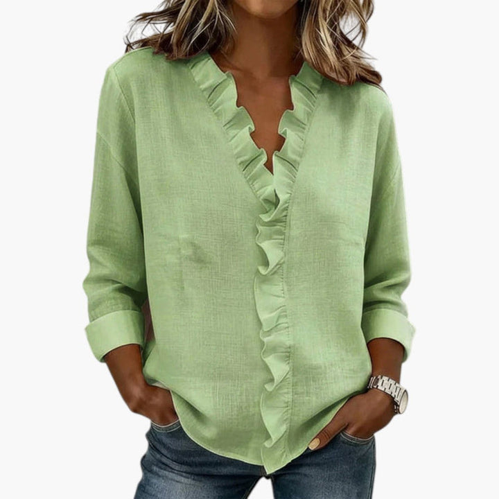 Dam Blus | Elegant | Volangdetaljer | Vår
