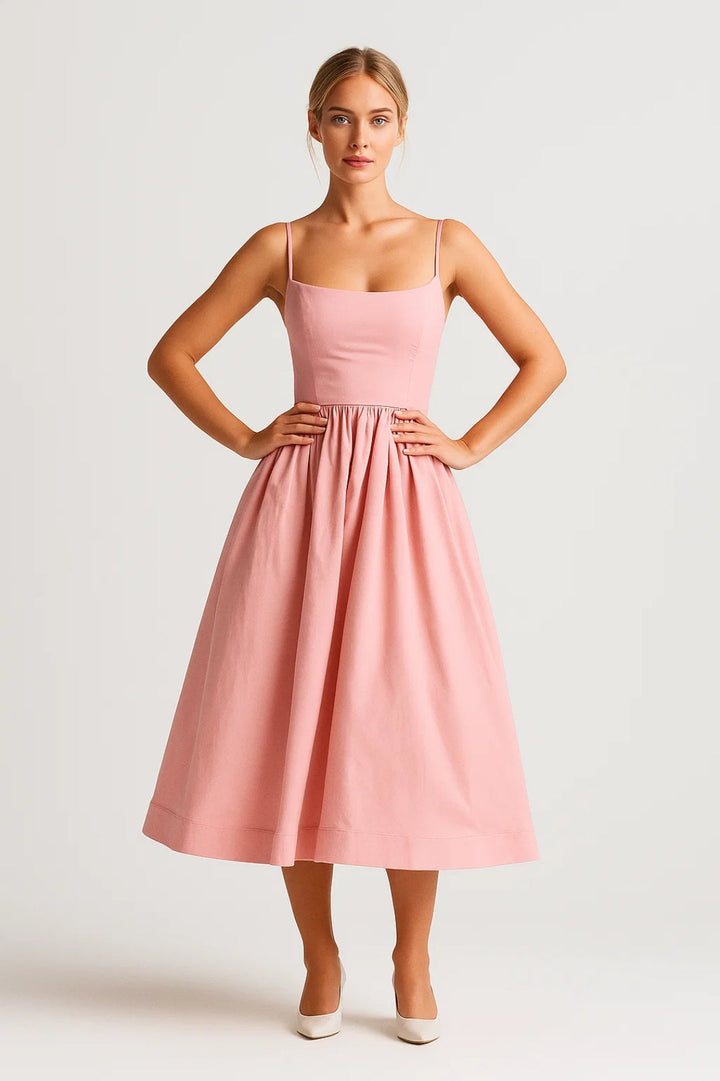 Dam Klänning | Elegant | Utsvängd Midi | Sommar