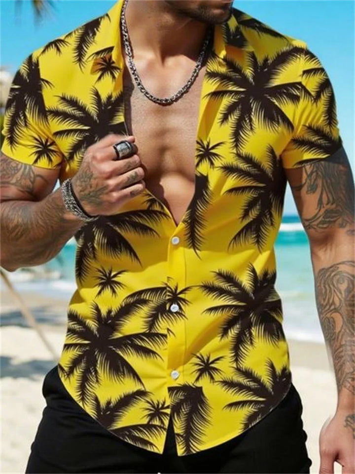 Herr Skjorta | Halvärm | Modernt Mönster | Sommar