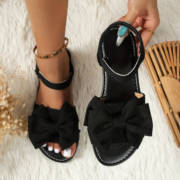 Damsandaler | Chica Slip-Ins med Rosett & Enkelband | Öppen Tå & Effen Design | Sommar & Strand